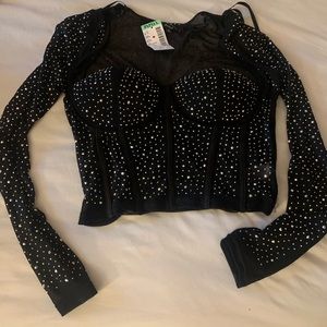 Sequenced black crop top